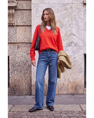 TRENDYOLMİLLA Dames Blauw Effen Wijde pijp Normale taille Jeans