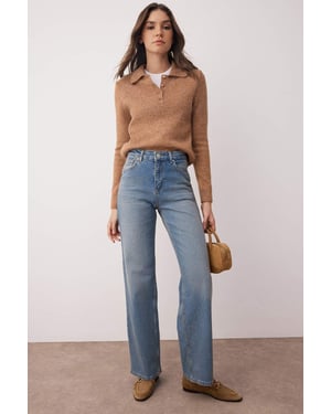 TRENDYOLMİLLA Dam Blå Enfärgad Vida ben Hög midja Jeans