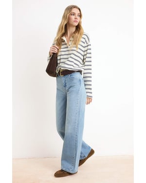 TRENDYOLMİLLA Dames Blauw Effen Wijde pijp Hoge taille Jeans