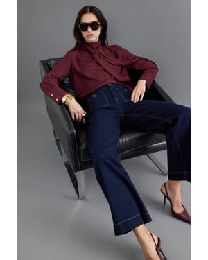 TRENDYOLMİLLA Dames Donkerblauw Effen Wijde pijp Hoge taille Jeans
