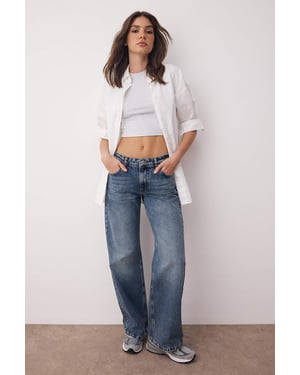 TRENDYOLMİLLA Dames Blauw Effen Wijde pijp Lage taille Jeans