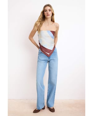 TRENDYOLMİLLA Dames Blauw Effen Wijde pijp Hoge taille Jeans