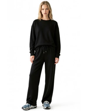 Modal Touch Basic Sweatshirt & Wide Leg Pants Two-Piece Coord Set