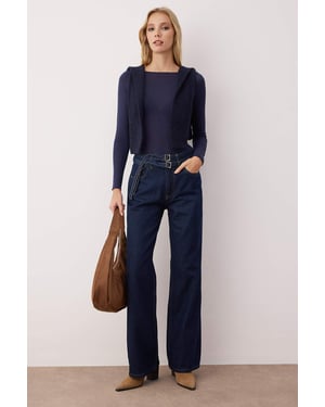 TRENDYOLMİLLA Dames Blauw Effen Wijde pijp Hoge taille Jeans