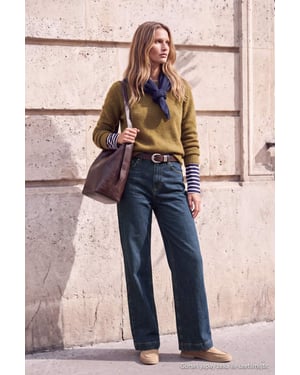 TRENDYOLMİLLA Dames Blauw Effen Wijde pijp Hoge taille Jeans
