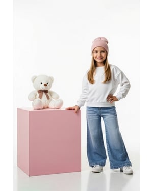 TRENDYOLKIDS Flickor Blå Enfärgad Hög midja Jeans
