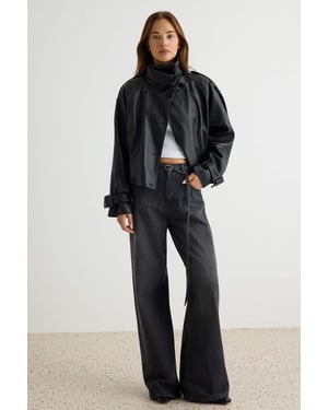 TRENDYOLMİLLA Dames Grijs Effen Wijde pijp Hoge taille Jeans