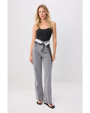 TRENDYOLMİLLA Dames Zwart Effen Wijde pijp Hoge taille Jeans