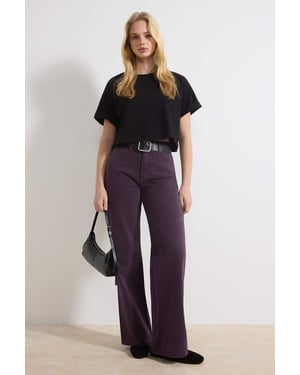TRENDYOLMİLLA Dames Bordeaux Effen Wijde pijp Hoge taille Jeans