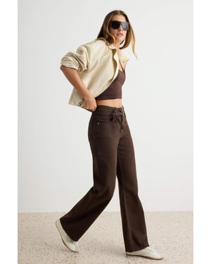 TRENDYOLMİLLA Dames Bruin Effen Wijde pijp Hoge taille Jeans
