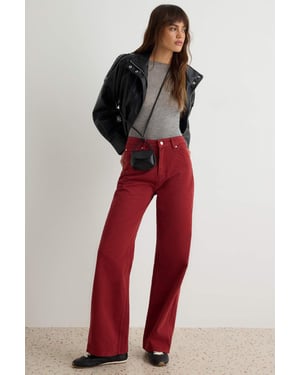 TRENDYOLMİLLA Dames Bordeaux Effen Wijde pijp Hoge taille Jeans