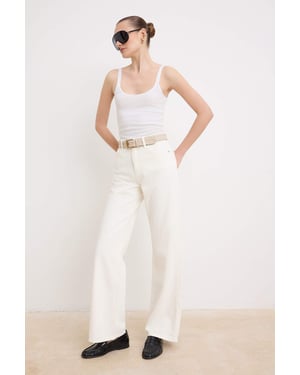 TRENDYOLMİLLA Dames Ecru Effen Wijde pijp Hoge taille Jeans