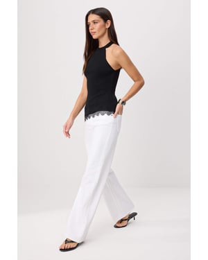 TRENDYOLMİLLA Dames Wit Effen Wijde pijp Hoge taille Jeans