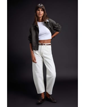 TRENDYOLMİLLA Dames Wit Effen Barrel Hoge taille Jeans