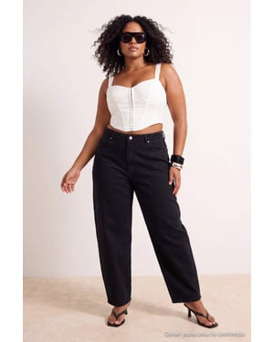 Trendyol Curve Dames Zwart Effen Barrel Hoge taille Grote maten Jeans