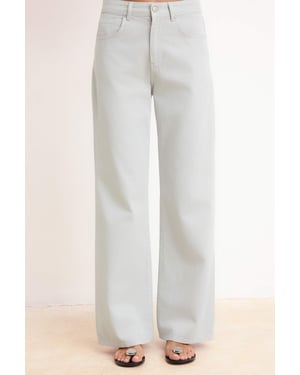 TRENDYOLMİLLA Dames Grijs Effen Wijde pijp Hoge taille Jeans