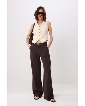 TRENDYOLMİLLA Dames Bruin Effen Wijde pijp Lage taille Jeans