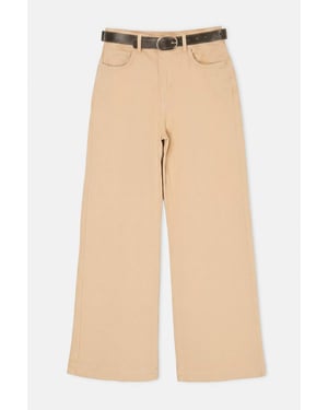 TRENDYOLMİLLA Dames Beige Effen Wijde pijp Hoge taille Jeans