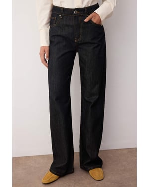 TRENDYOLMİLLA Dames Zwart Effen Wijde pijp Hoge taille Jeans