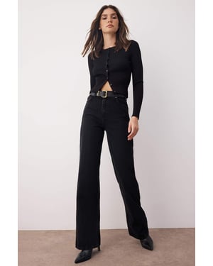TRENDYOLMİLLA Dames Zwart Effen Wijde pijp Hoge taille Jeans