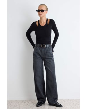 TRENDYOLMİLLA Dames Grijs Effen Barrel Hoge taille Jeans