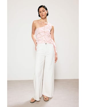 TRENDYOLMİLLA Dames Ecru Effen Wijde pijp Hoge taille Jeans