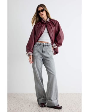 TRENDYOLMİLLA Dames Grijs Effen Wijde pijp Hoge taille Jeans