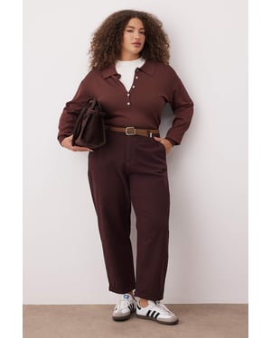 Trendyol Curve Dames Bruin Effen Mom Hoge taille Grote maten Jeans
