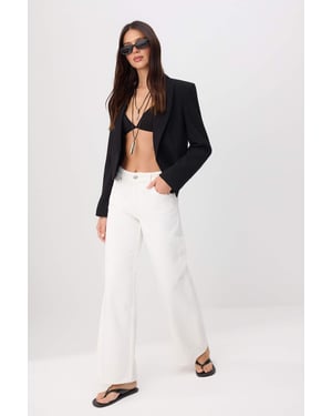 TRENDYOLMİLLA Dames Ecru Effen Wijde pijp Hoge taille Jeans