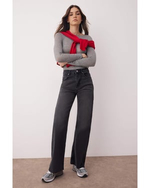TRENDYOLMİLLA Dames Zwart Effen Wijde pijp Hoge taille Jeans