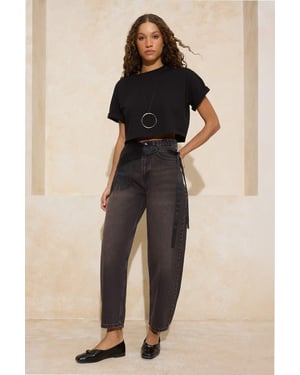 TRENDYOLMİLLA Dames Bruin Effen Barrel Hoge taille Jeans