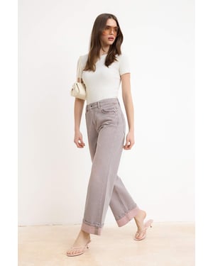 TRENDYOLMİLLA Dames Roze Effen Wijde pijp Hoge taille Jeans