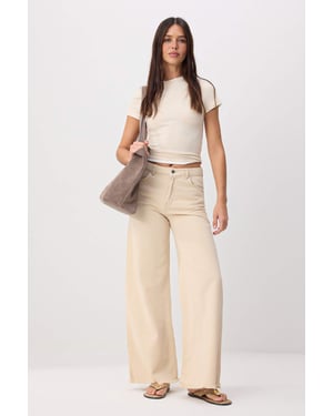 TRENDYOLMİLLA Dames Beige Effen Wijde pijp Hoge taille Jeans