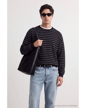 TRENDYOL MAN Heren Zwart Gestreept Lang Regular fit T-shirts