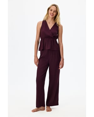 Aurora Dark Floral Satin Cami-pyjamaslinne