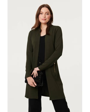 Khaki Open Front Longline Coatigan