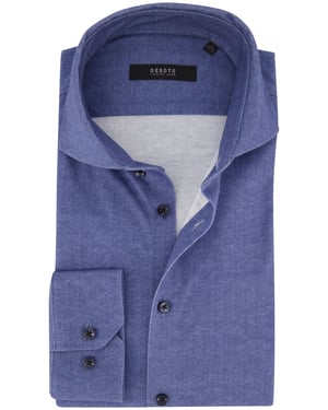 Overhemd Desoto blauw jersey visgraatmotief