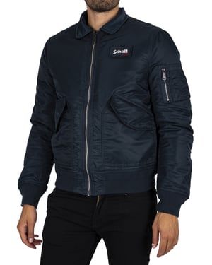 Schott Afneembare Badge-Bomberjack, Blauw