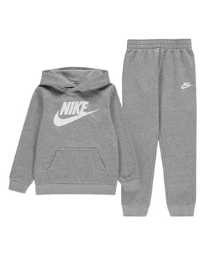 Nike Träningsset i fleece med långa ärmar och logotyp för pojkar (Grått)