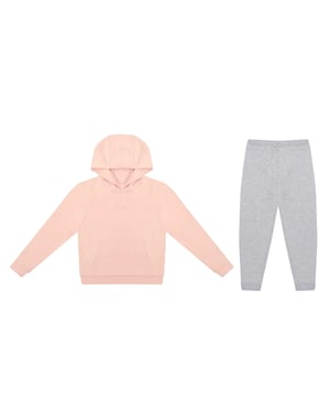 Firetrap Set met fleece-hoodie en joggingbroek met geborduurd logo voor meisjes (Roze/Grijs)