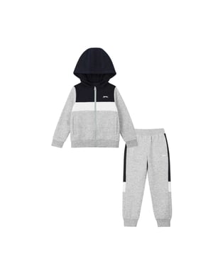 Slazenger Fleece-trainingspak met kleurblokken voor kinderen (Marine/Grijs)