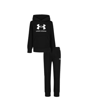 Under Armour Set med hoodie och joggingbyxor för pojkar med stort logo-tryck (Svart/vit)