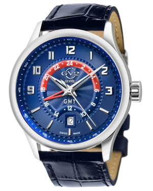 GV2 Men's Giromondo Blue Dial Blue Calfskin Leather Watch