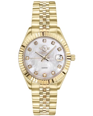 Naples 18 Diamond-Set Luxury Swiss Quartz Movement, IP Yellow Gold Stainless Steel Bracelet, Sapphire Crystal, Fluted Bezel 34 MM Watch