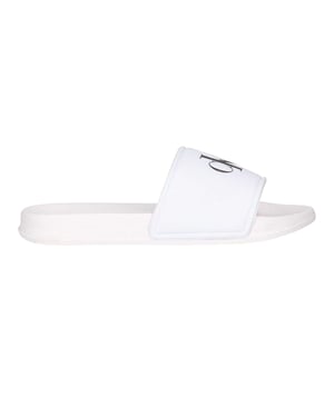 Calvin Klein Leren platte slippers met open teen voor kinderen (Wit)