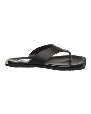 Steve Madden Läderflipflops med fyrkantig tå för kvinnor/damer (Svart)