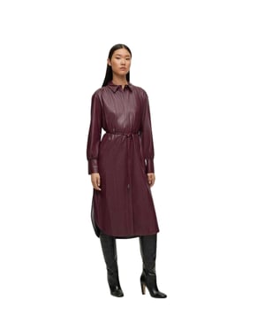 Boss Dibanora midi-shirtjurk met kraag voor dames (Rood)