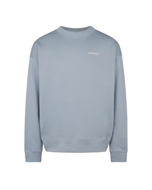Men's Off White Off Bolt Arrow Swt in Faded Denim