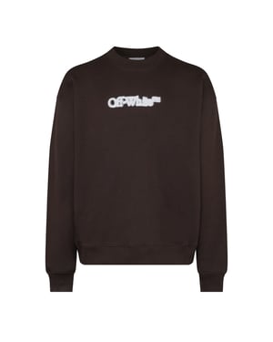 Men's Off White Off Spray Arrow Crew in Chocolate