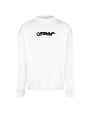 Men's Off White Off Spray Arrow Crew in White
